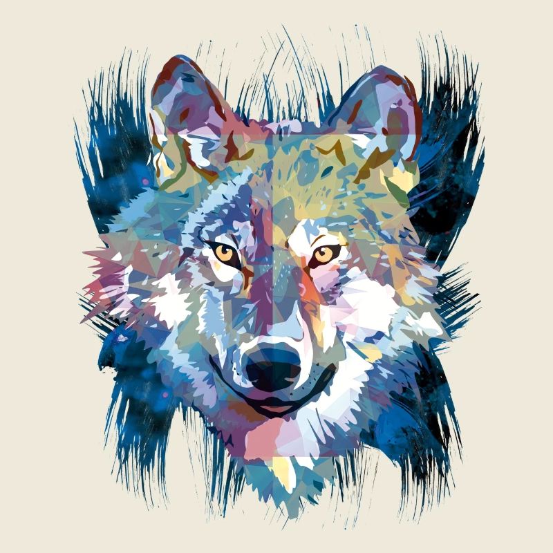 Polygon Wolf - Beautiful grey wolf in blue