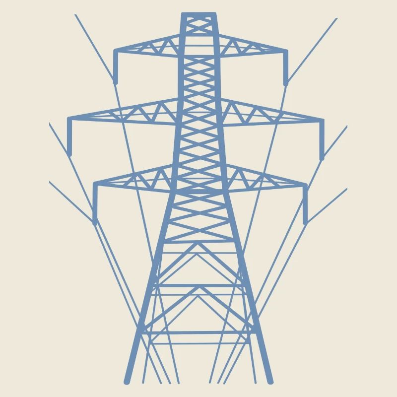 Weiße Strommast-Silhouette