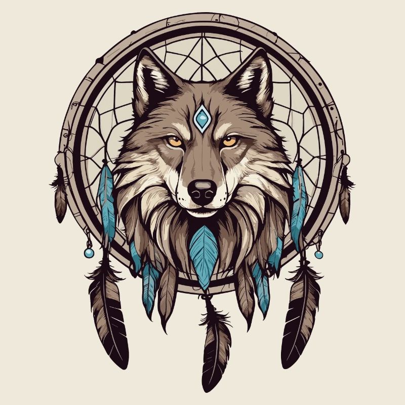 Dream catcher with wolf