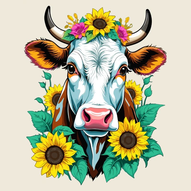 Vache aux tournesols