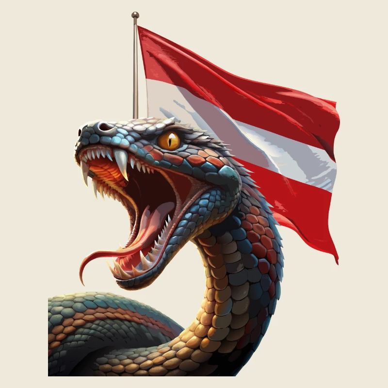 Un serpent cool avec le drapeau autrichien