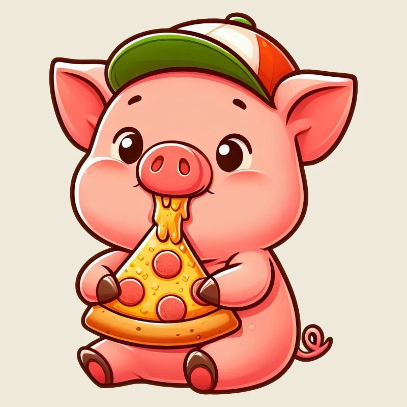 Funny Pig Pizza Cartoon Farmer Farmer