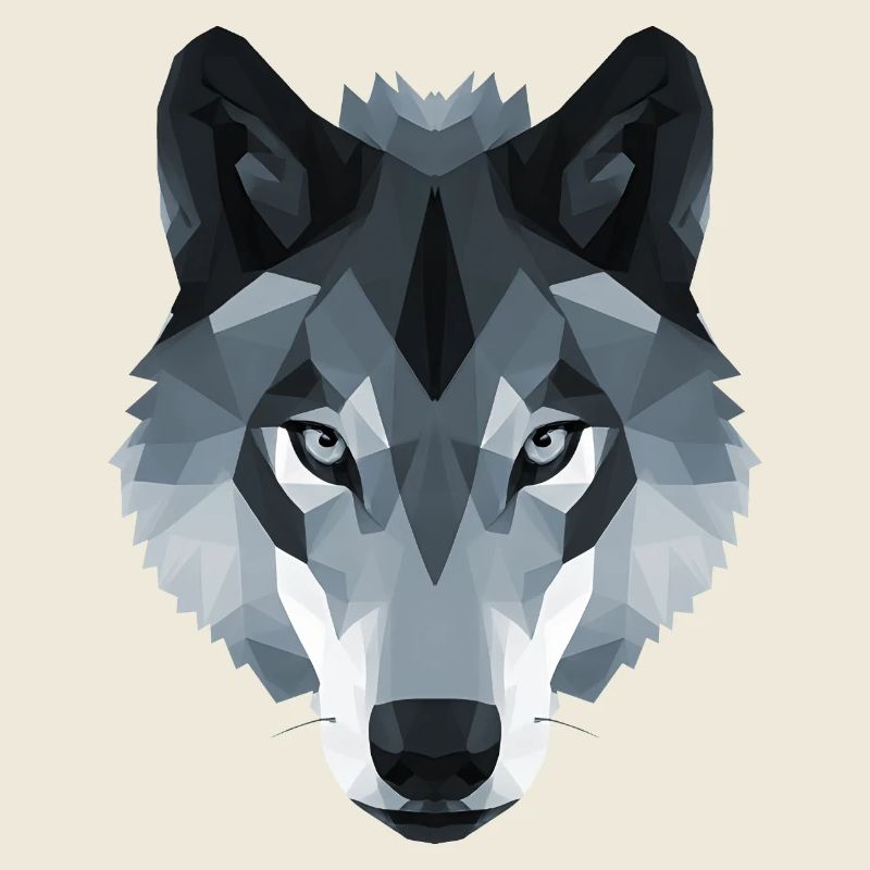 Wolf head low polygon in black and white