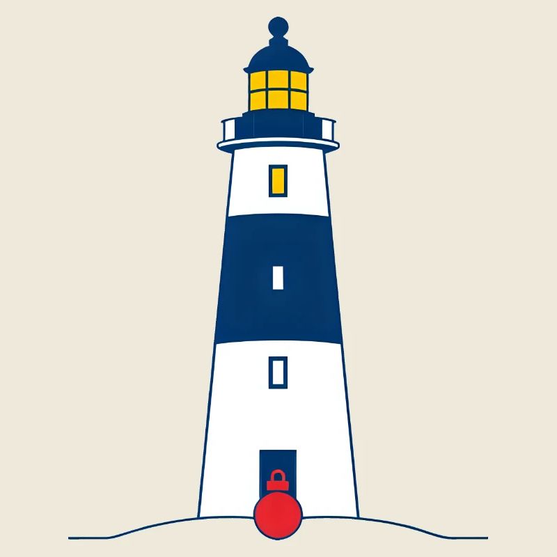 Lighthouse Beacon on Coastal Shore