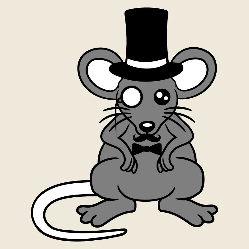 M. Souris chapeau haut de forme monocle lunettes riche M.