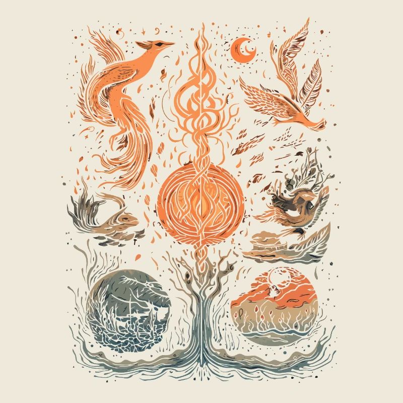 4 Elemente Mystisch – Feuer, Wasser, Luft, Erde