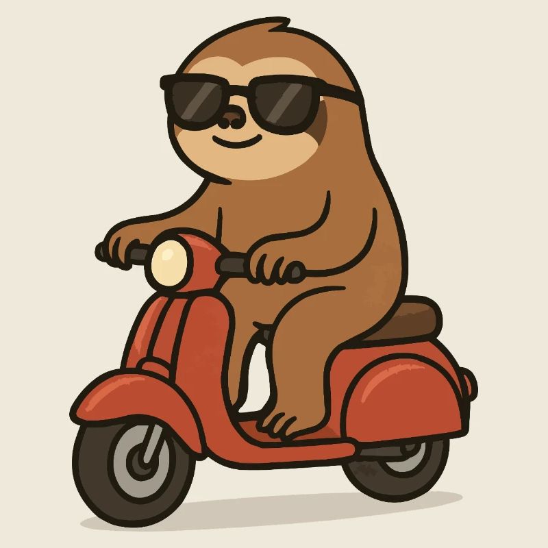 Sloth Comic Moped