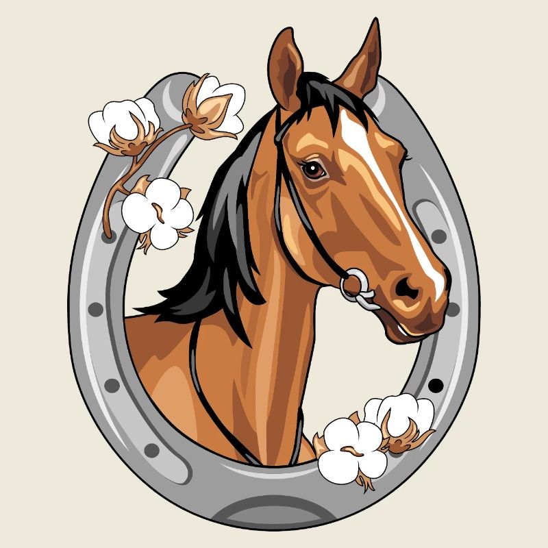 Horse head in a frame shaped like a horseshoe