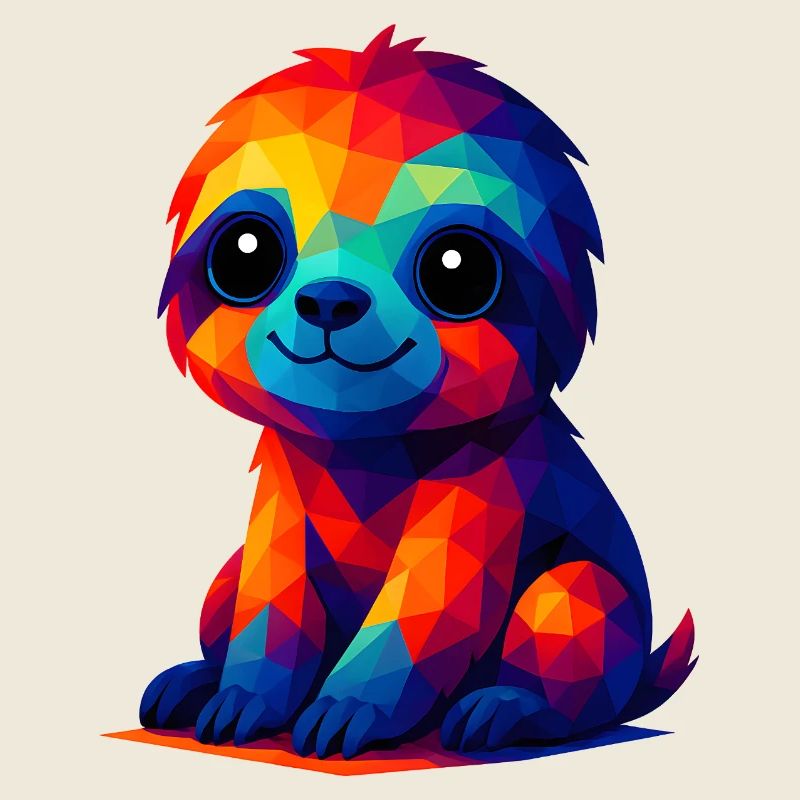 WPAP Polygon Kawaii Style Baby Sloth