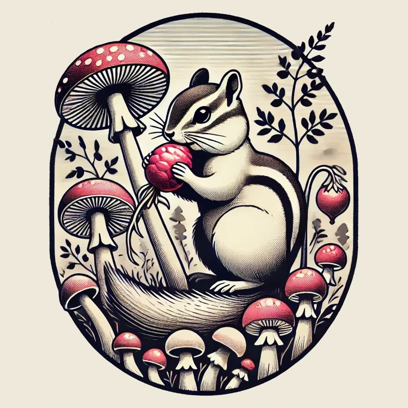 Illustration de tamia mangeant un navet