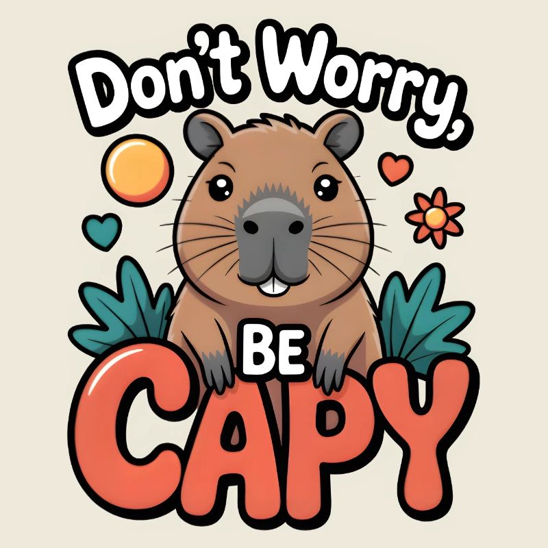 Whimsical Capybara Cheer Illustration
