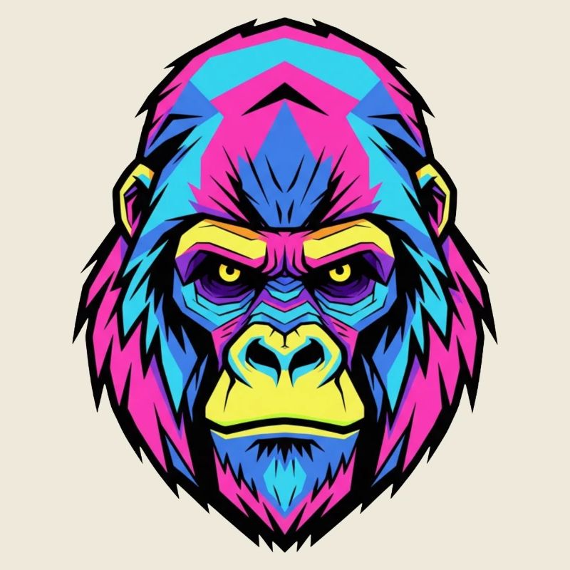 Illustration d’art de gorille au néon