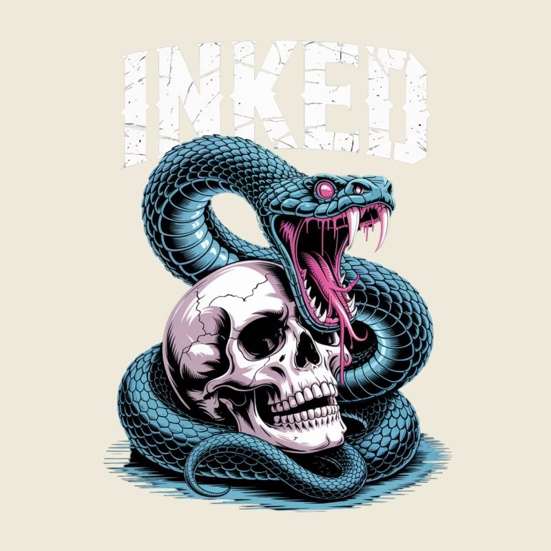 Inked Skull and Snake