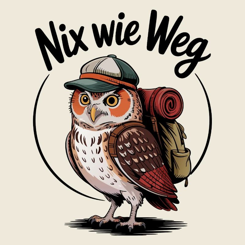 Waldwanderer Eule mit Rucksack