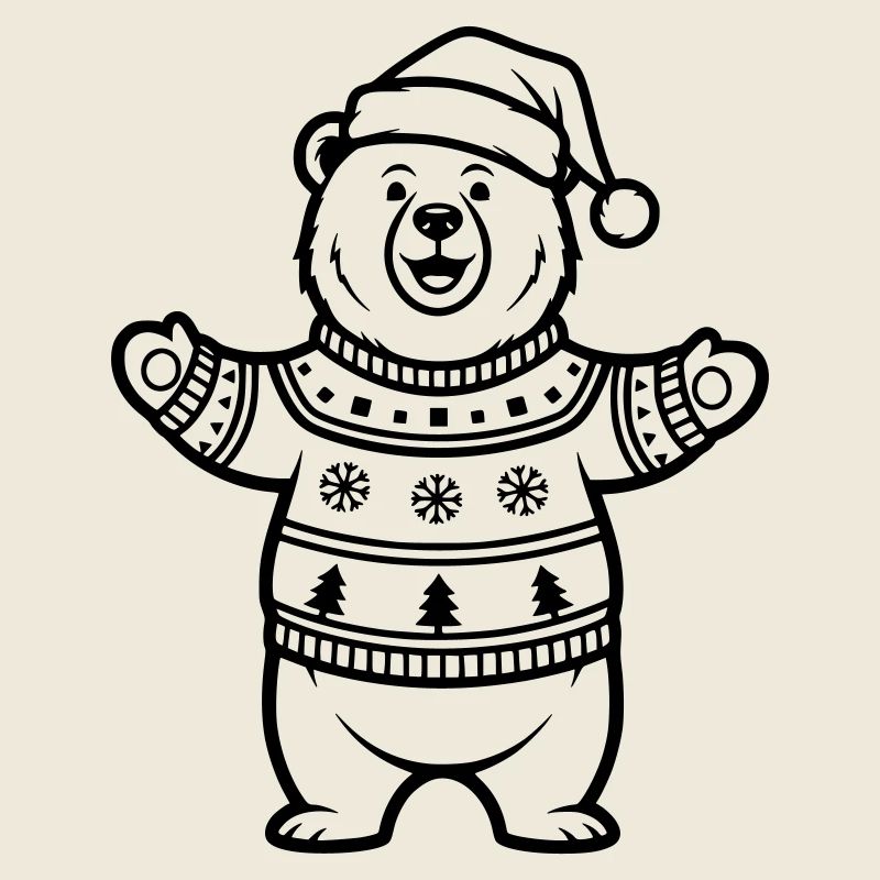 Mignonne dessin de lignes d’ours de Noël