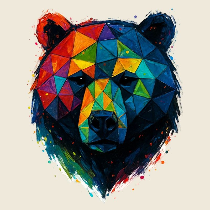 Geometric Bear: Farbenfroher Low Poly-Stil