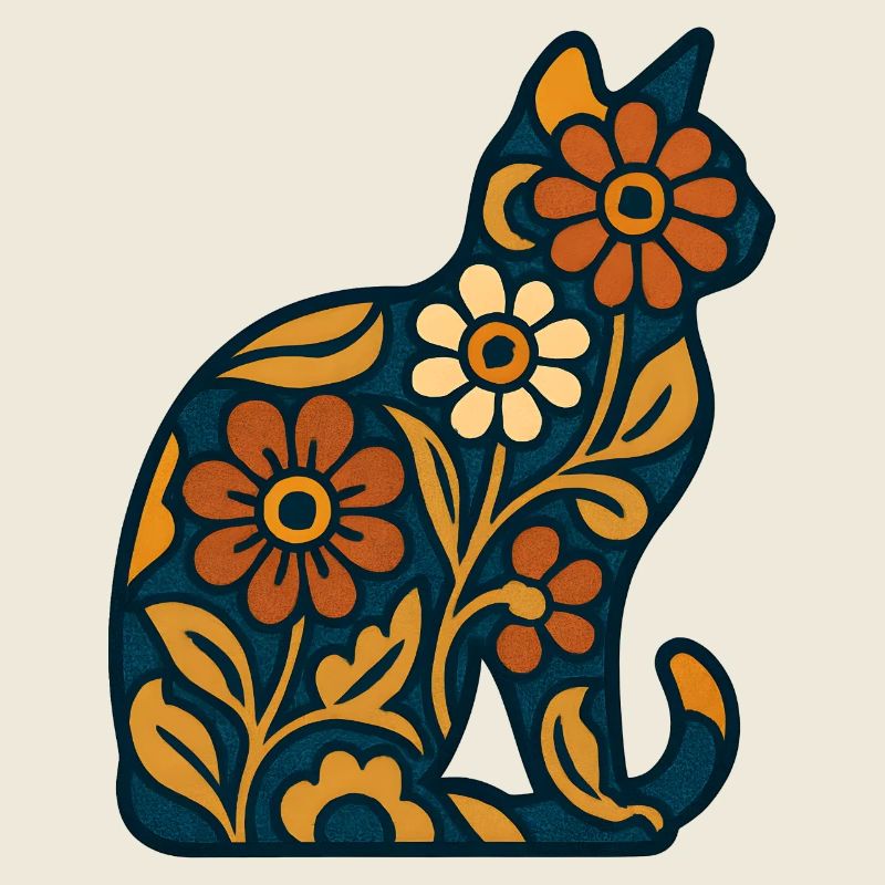 Silhouette de chat fleuri dans la chaleur