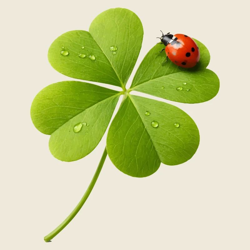 Four-leaf clover with ladybug