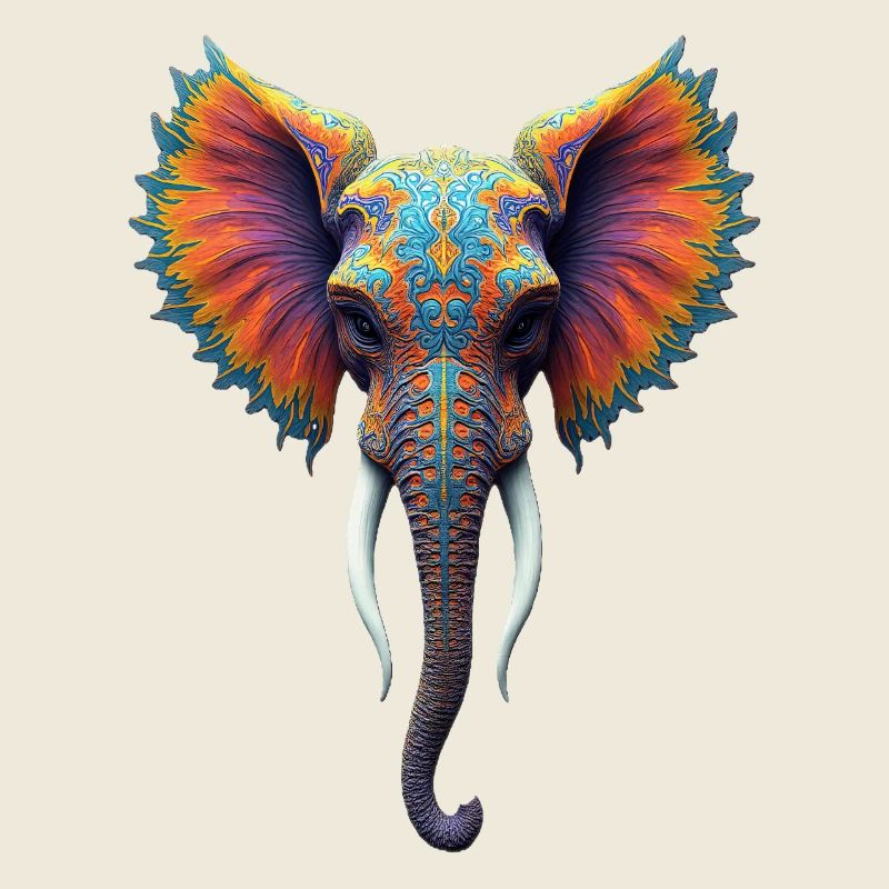 Rainbow Ornate Elephant Head