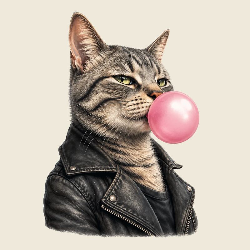 Cool cat with leather jacket