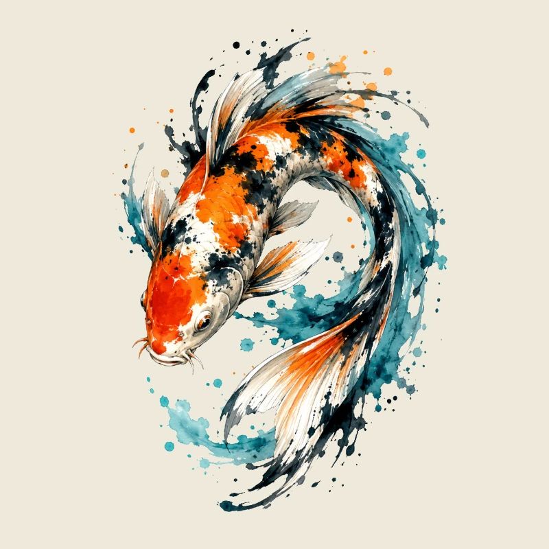 Éclaboussure de carpes koi aquarelle