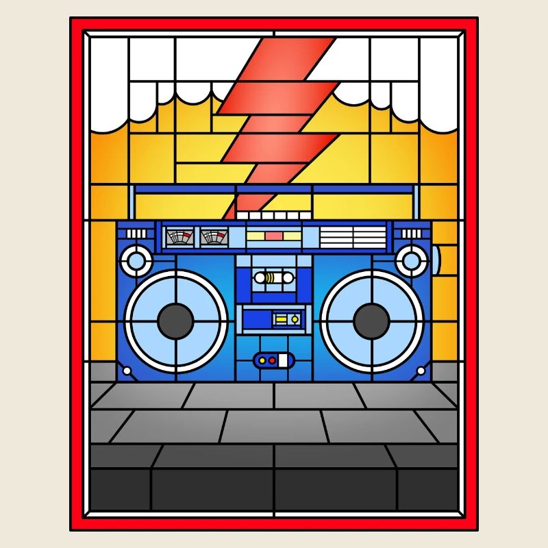 Illustration de Boombox en vitrail