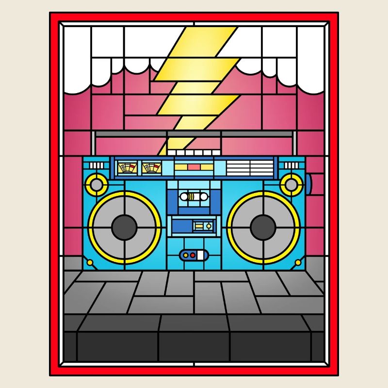 Illustration de Boombox en vitrail