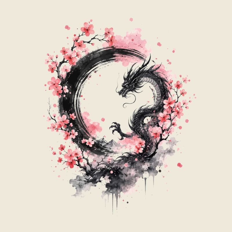 Sakura Dragon Ink Circle