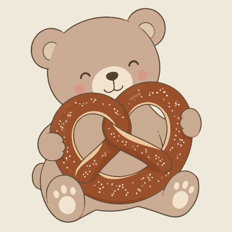 Cute Bear with Pretzel Description
