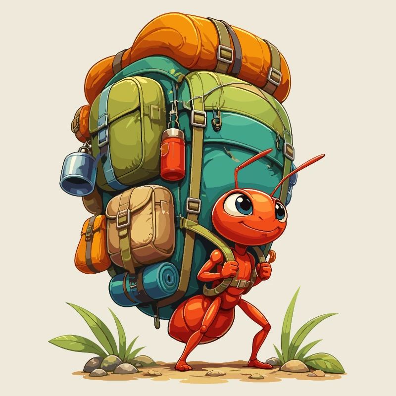Fourmi errante avec sac à dos