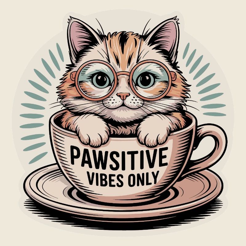 Pawsitive Vibes Only – Cat in a Cup
