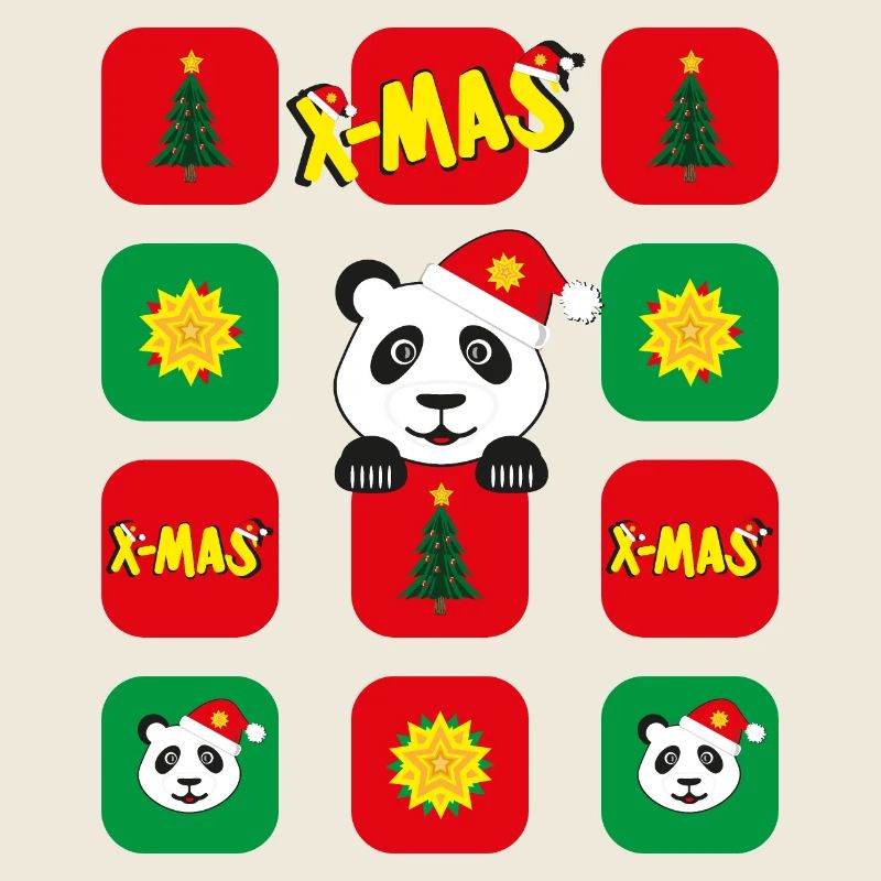 Panda mit Weihnachts-Apps, lustiger Hingucker.