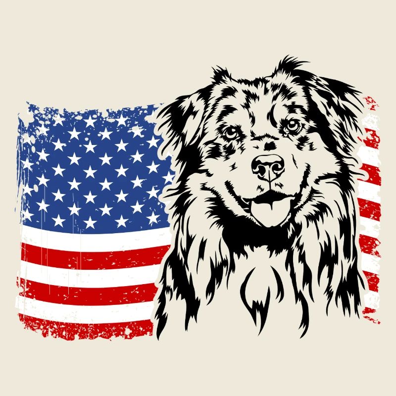 Australian Shepherd US America Flag Dog Wilsigns