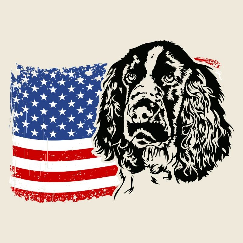 English Springer Spaniel US America Flag Wilsigns