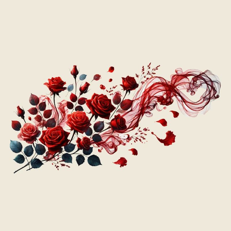 Rote Rosen mit eleganter Rauchschlaufe