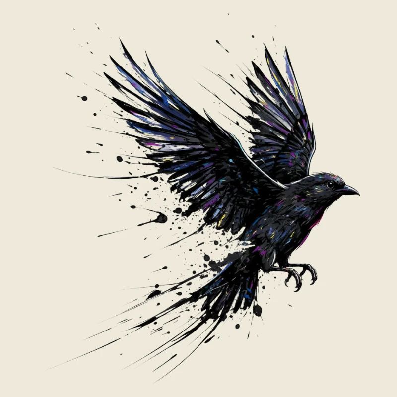 Crow Raven Paint Splash – Modern Watercolor