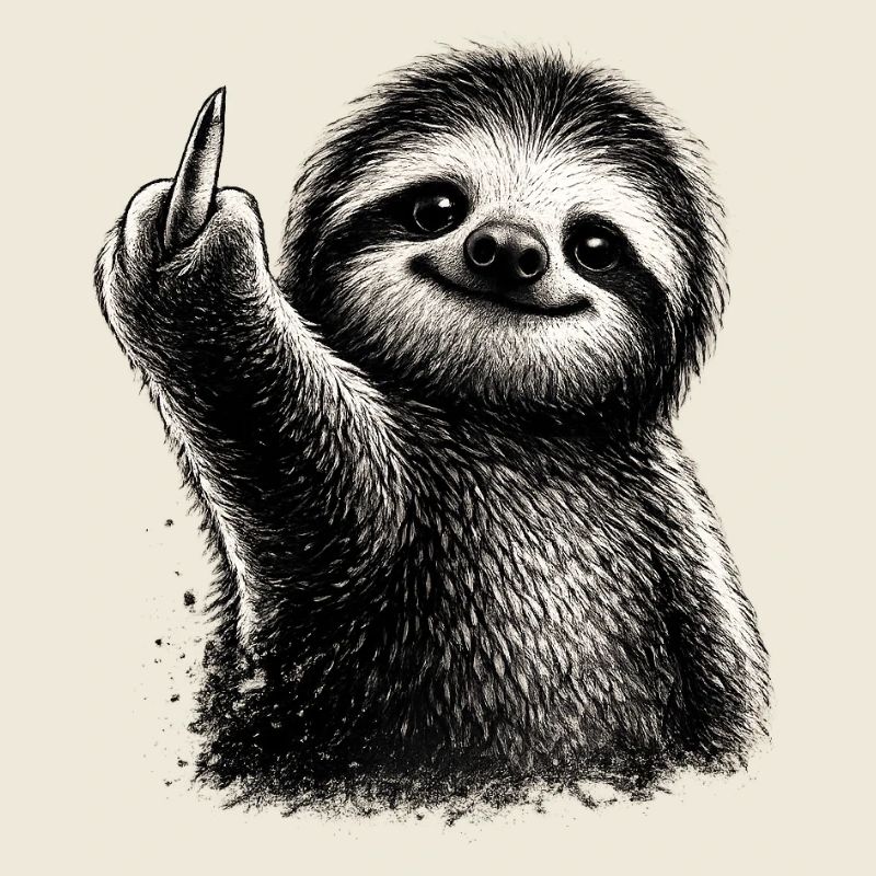 Naughty Sloth Middle Finger