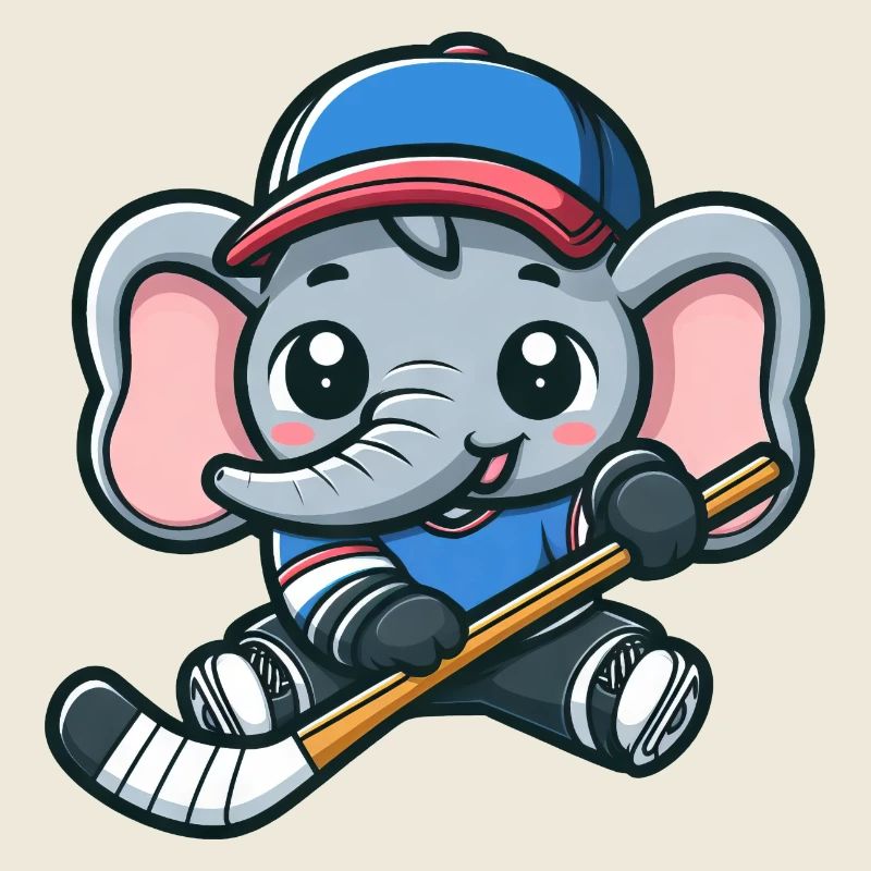 Süßer Elefant Eishockey Comic Design