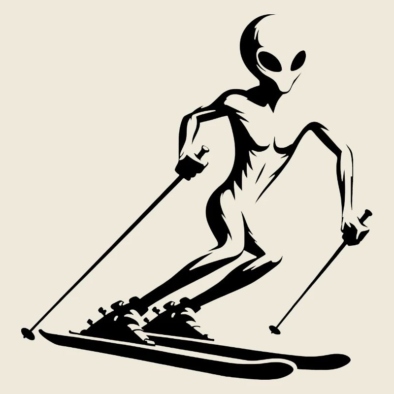 Silhouette de skieur extraterrestre pour minimaliste