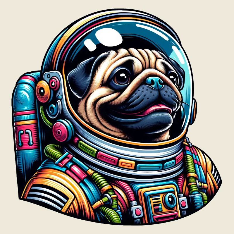 Colorful Pug Astronaut in Space
