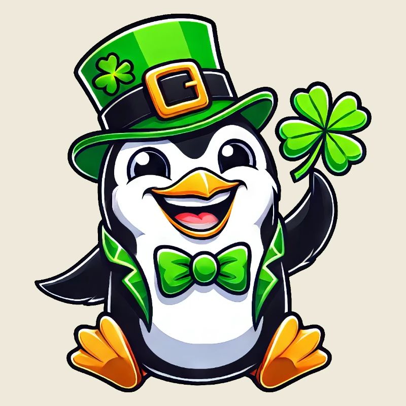 St. Patrick's Penguin with Lucky Clover