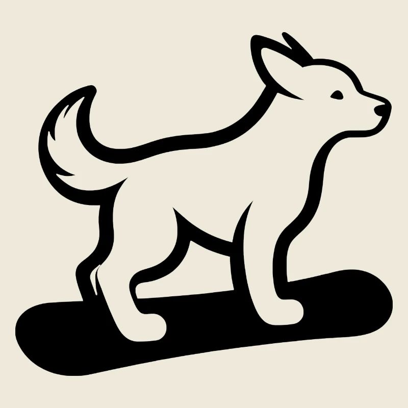 Chien Snowboard Snowboarder Design minimaliste