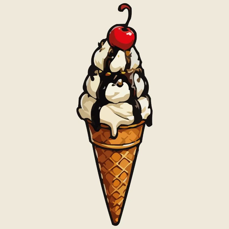Schmelzende Eiscreme Krone im Waffel