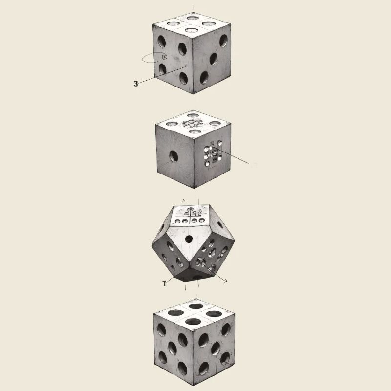 Geometric D6 Dice – Minimalist Design