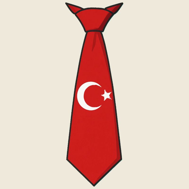 Red Tie with Crescent Moon and Star