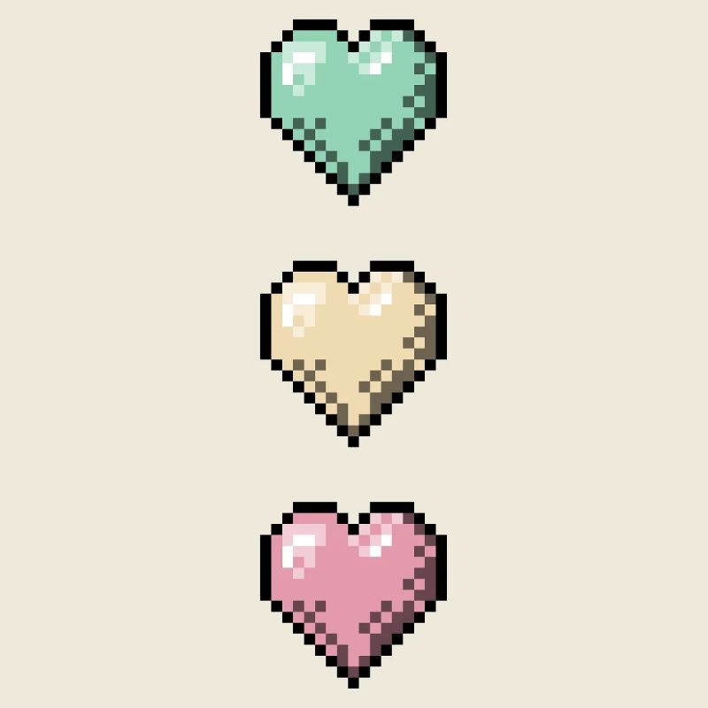 Retro Pixel Art Hearts Stack