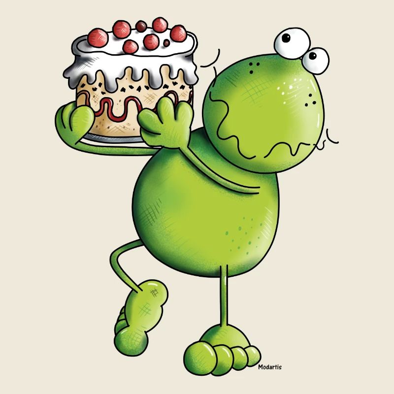 Frosch mit Kuchen