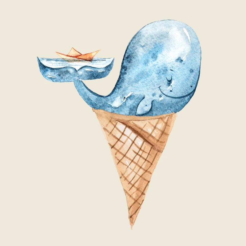 Eis Wal mit Schiff Fantasy Ozean Design