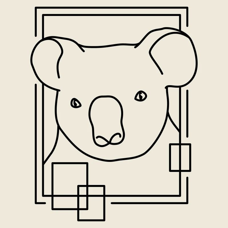 Koala in geometrischer Form - Line-Art-Design