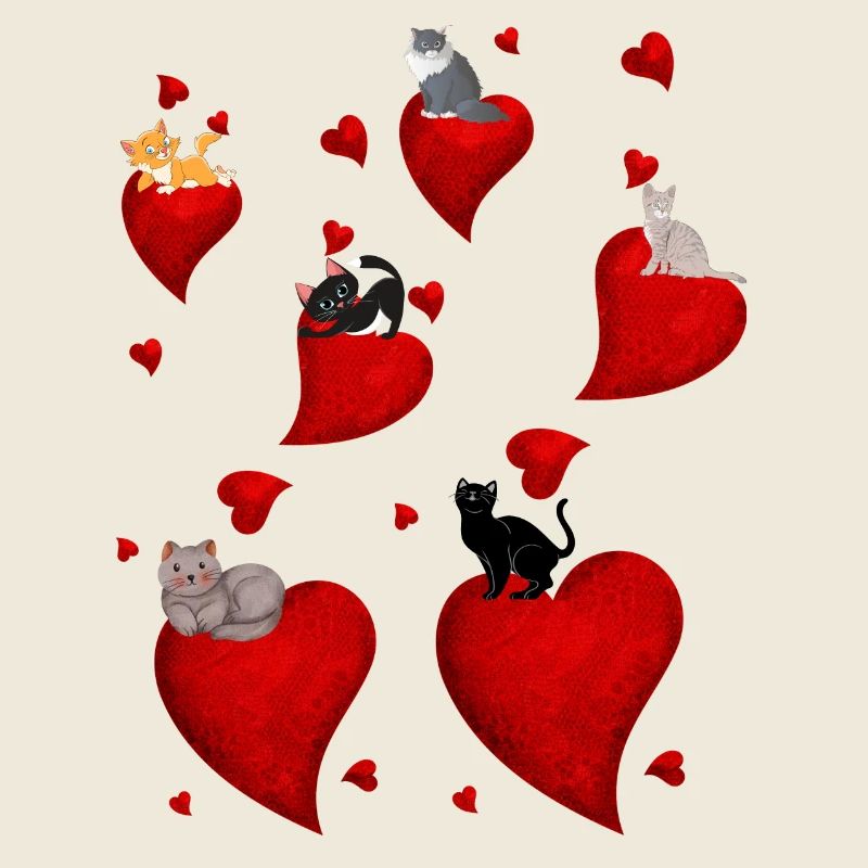 petits chats et petits coeurs